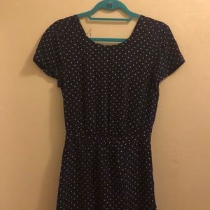 Madewell Stars and Dots Navy Silk Dress